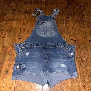 Wallflower distressed L classic cutoff overall shorts